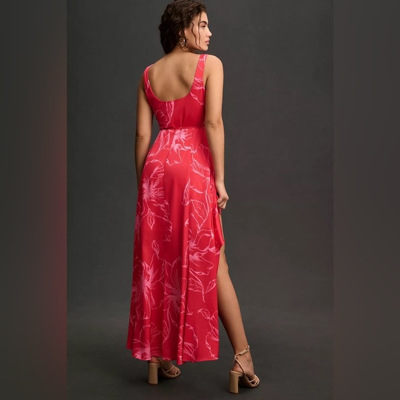 Hutch Anthropologie Ruffle Floral Wrap Dress Size Small In Red Floral Print - Picture 2 of 12